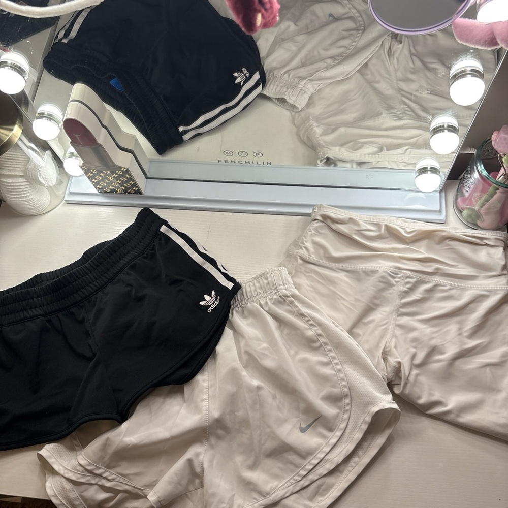 Black and White Athletic Shorts Set